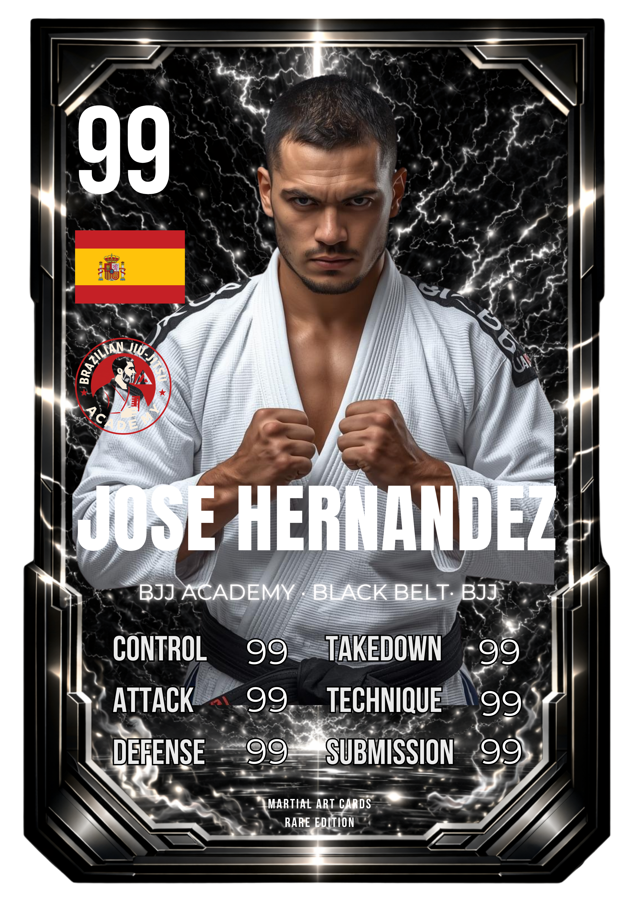 Carta personalizada BJJ cinturón negro adulto | Regalo Jiu-Jitsu personalizado
