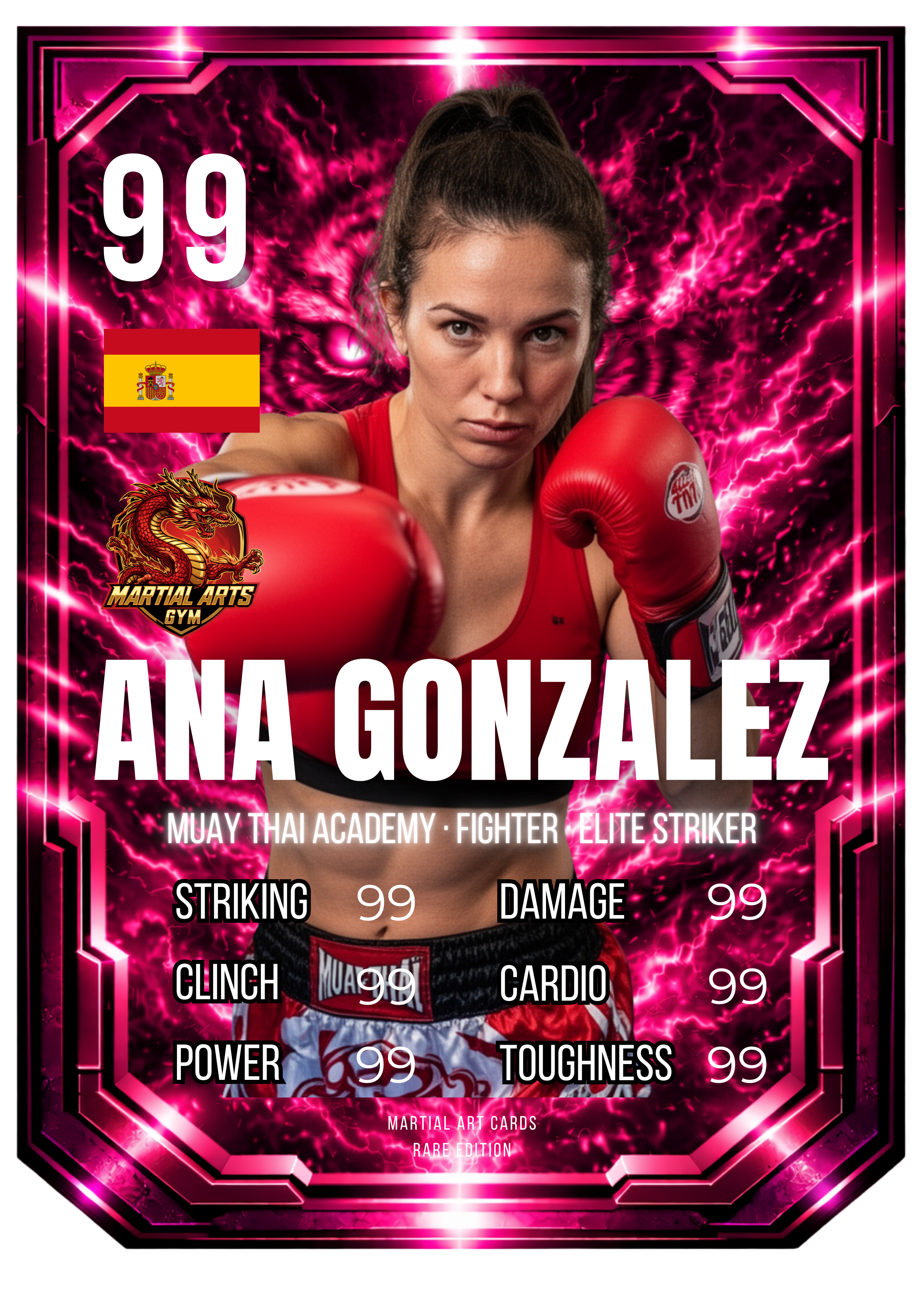 Carta Personalizada de Muay Thai Rosa – Personalidad y Actitud en el Ring