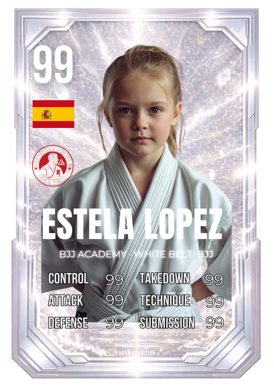 Carta personalizada BJJ niños cinturón blanco | Regalo Jiu-Jitsu infantil (Cromo · A4 · A3)