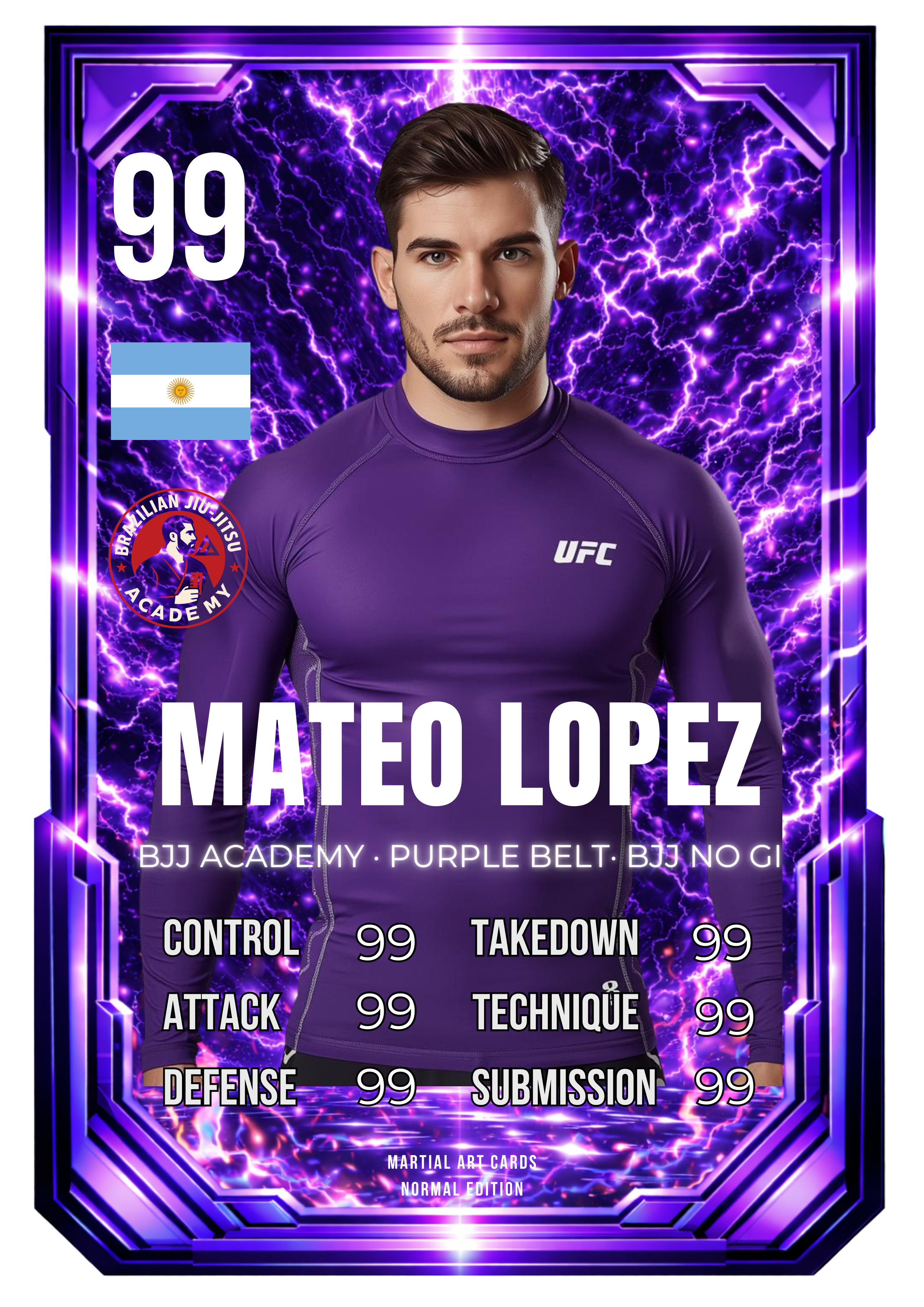 Carta personalizada BJJ cinturón morado adulto | Regalo Jiu-Jitsu personalizado