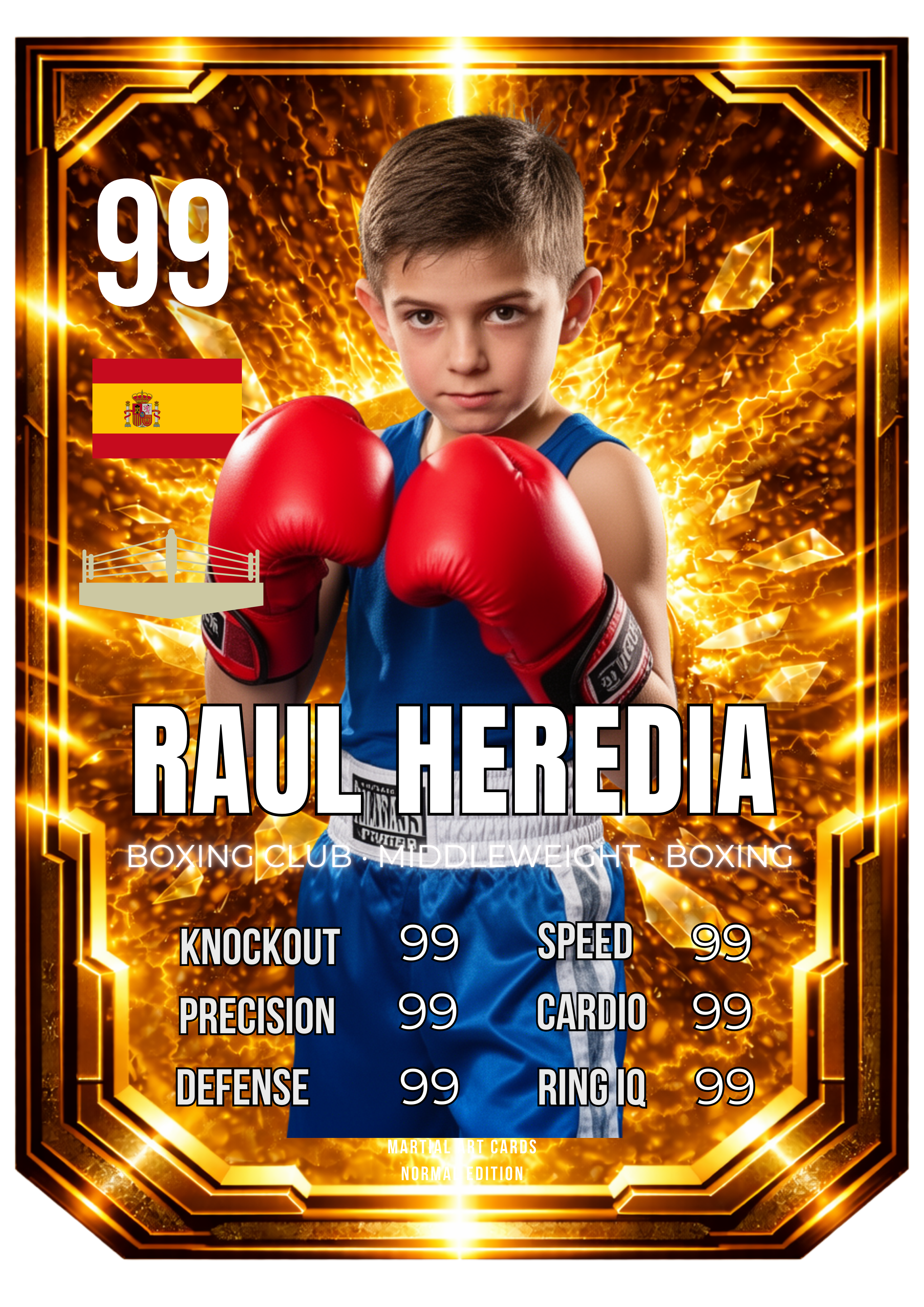 Carta Personalizada de Boxeo Dorada – Edición Premium Coleccionable