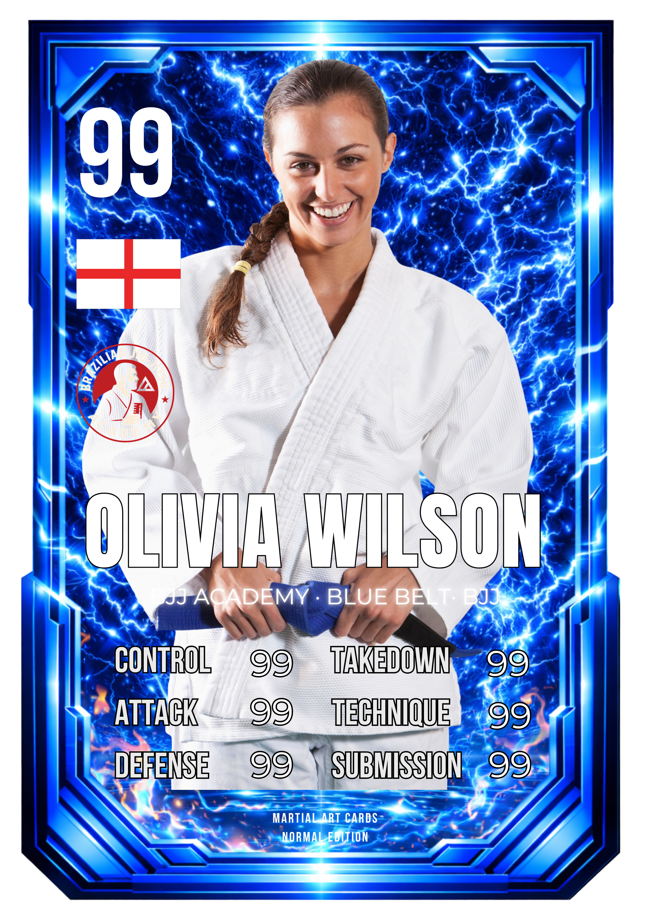 Carta personalizada BJJ cinturón azul adulto | Regalo Jiu-Jitsu personalizado