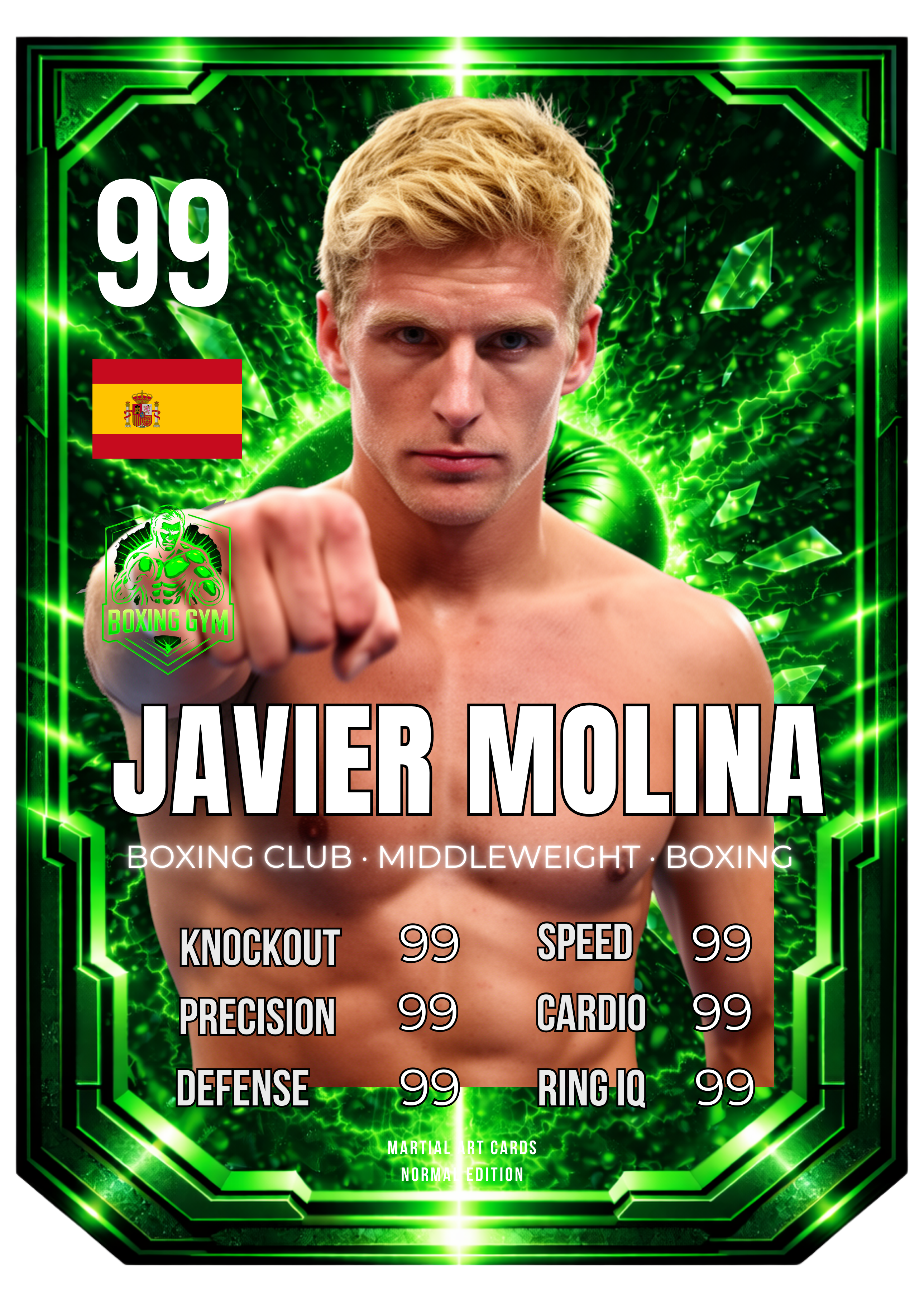 Carta Personalizada de Boxeo Verde – Evolución y Progreso en Carta Coleccionable