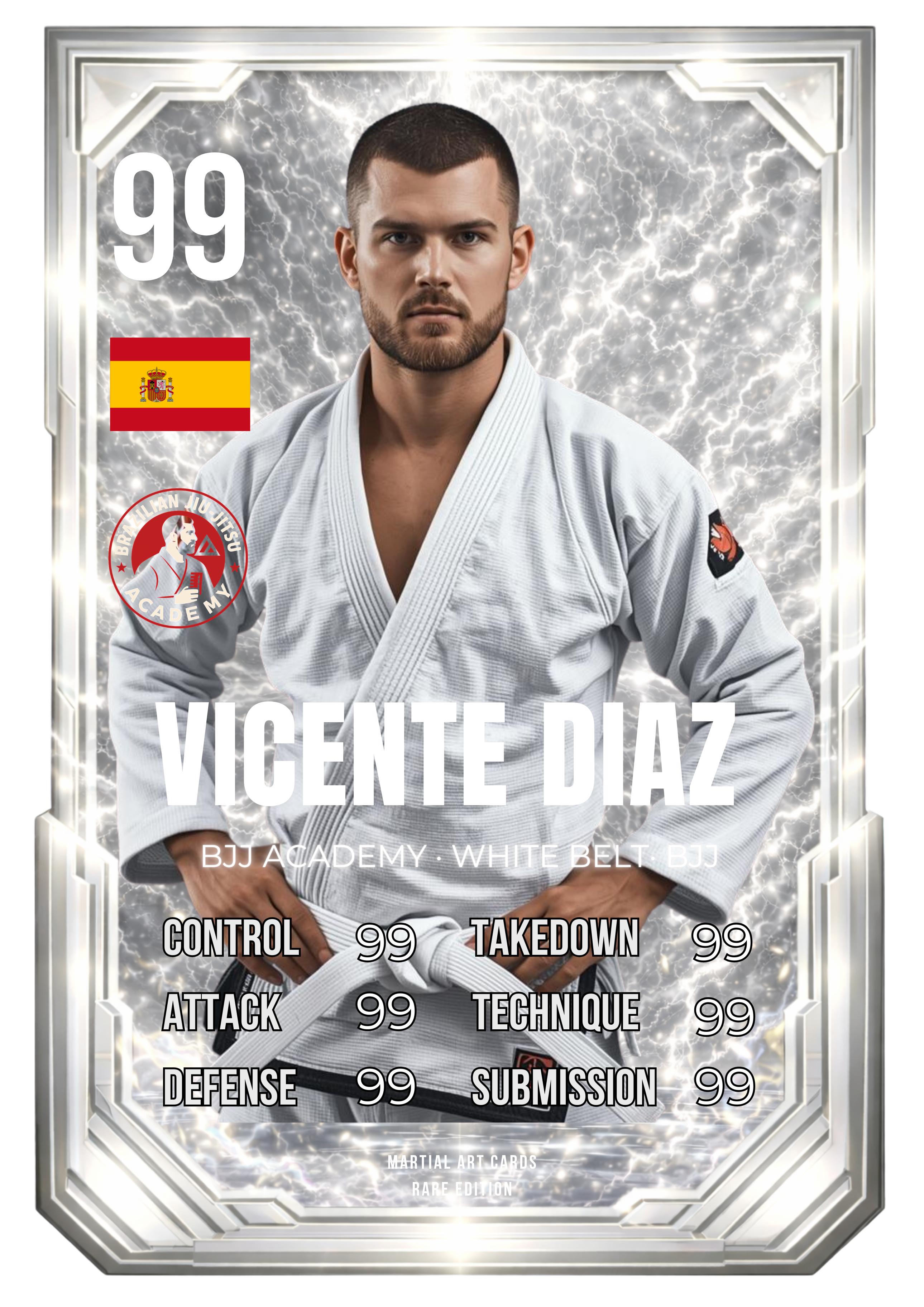 Carta personalizada BJJ cinturón blanco adulto | Regalo Jiu-Jitsu personalizado