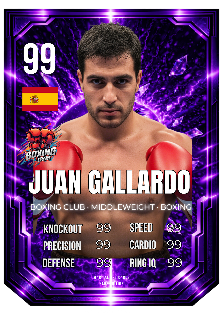 Carta Personalizada de Boxeo Morada – Diseño Épico y Coleccionable
