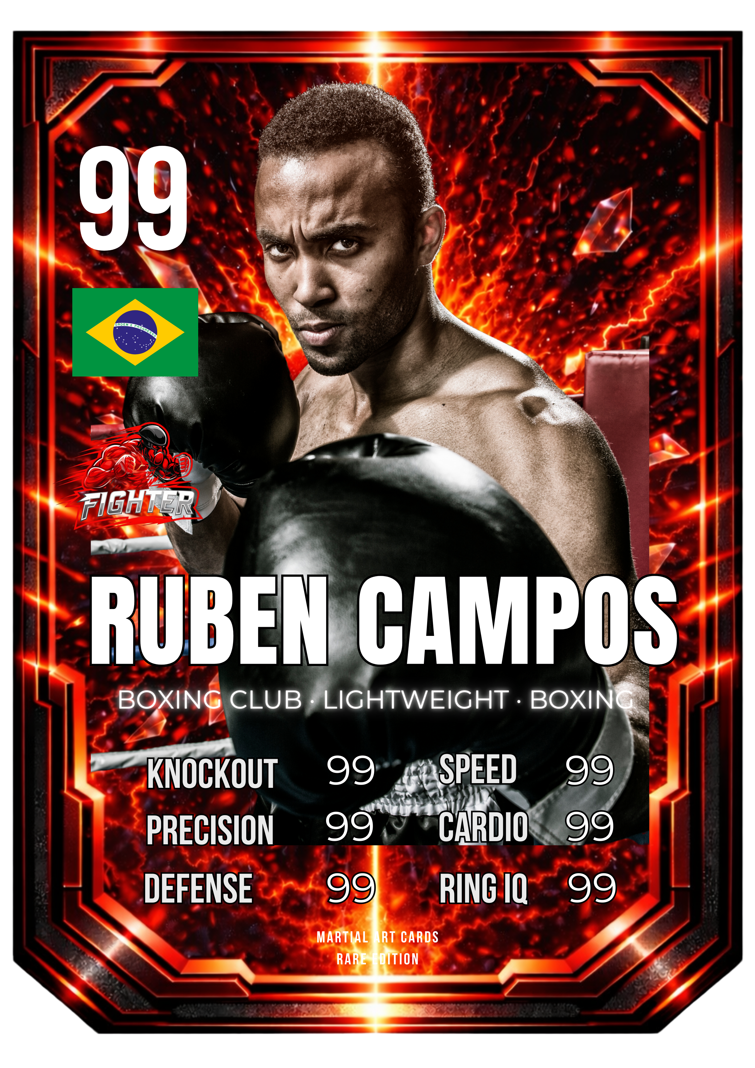 Carta Personalizada de Boxeo Roja – Fuerza y Carácter en Carta Coleccionable