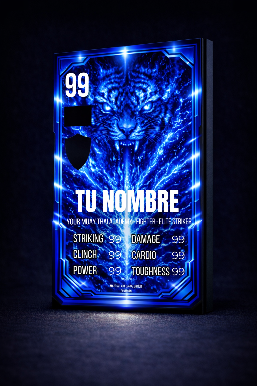 Carta Personalizada de Muay Thai Azul – Control y Técnica en Combate