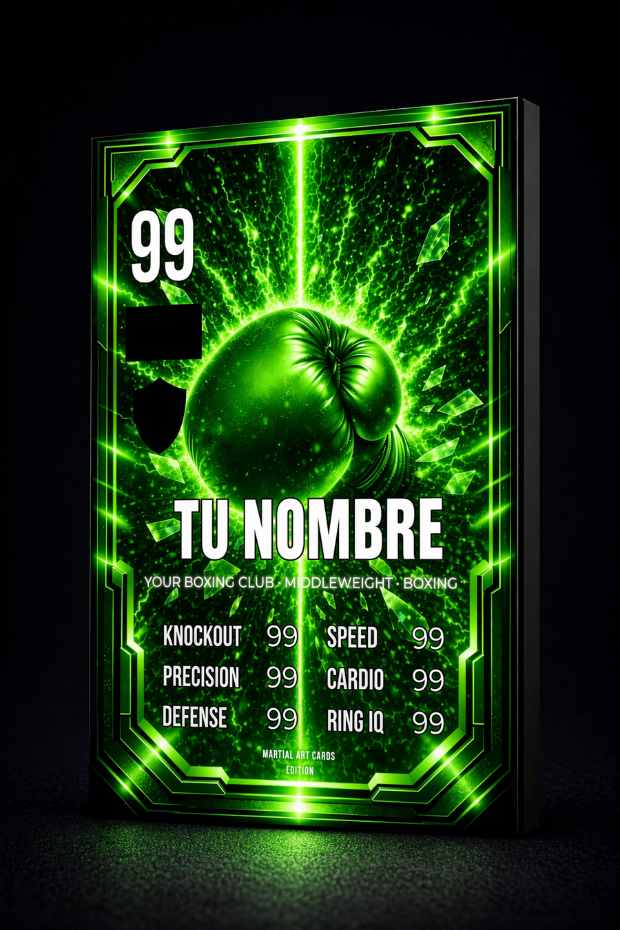 Carta Personalizada de Boxeo Verde – Evolución y Progreso en Carta Coleccionable