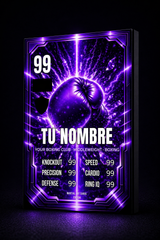 Carta Personalizada de Boxeo Morada – Diseño Épico y Coleccionable