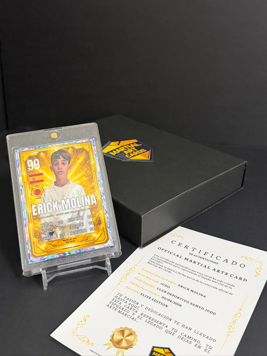 Carta personalizada BJJ niños cinturón amarillo | Regalo Jiu-Jitsu infantil (Cromo · A4 · A3)