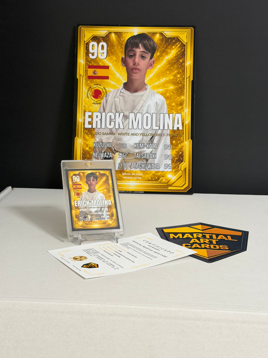Carta personalizada BJJ niños cinturón amarillo | Regalo Jiu-Jitsu infantil (Cromo · A4 · A3)