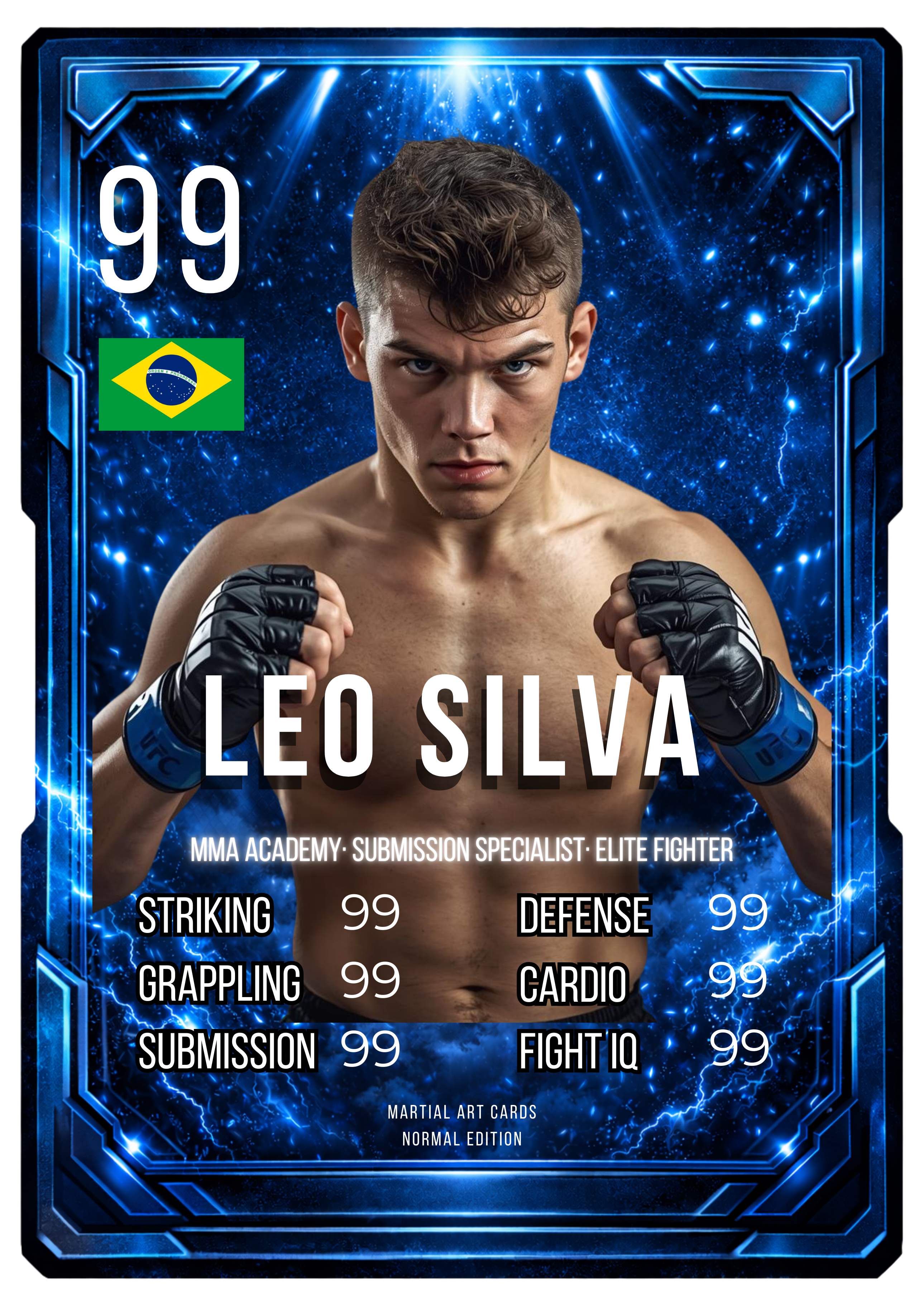 Carta Personalizada de MMA Azul – Técnica y Control en Carta Coleccionable