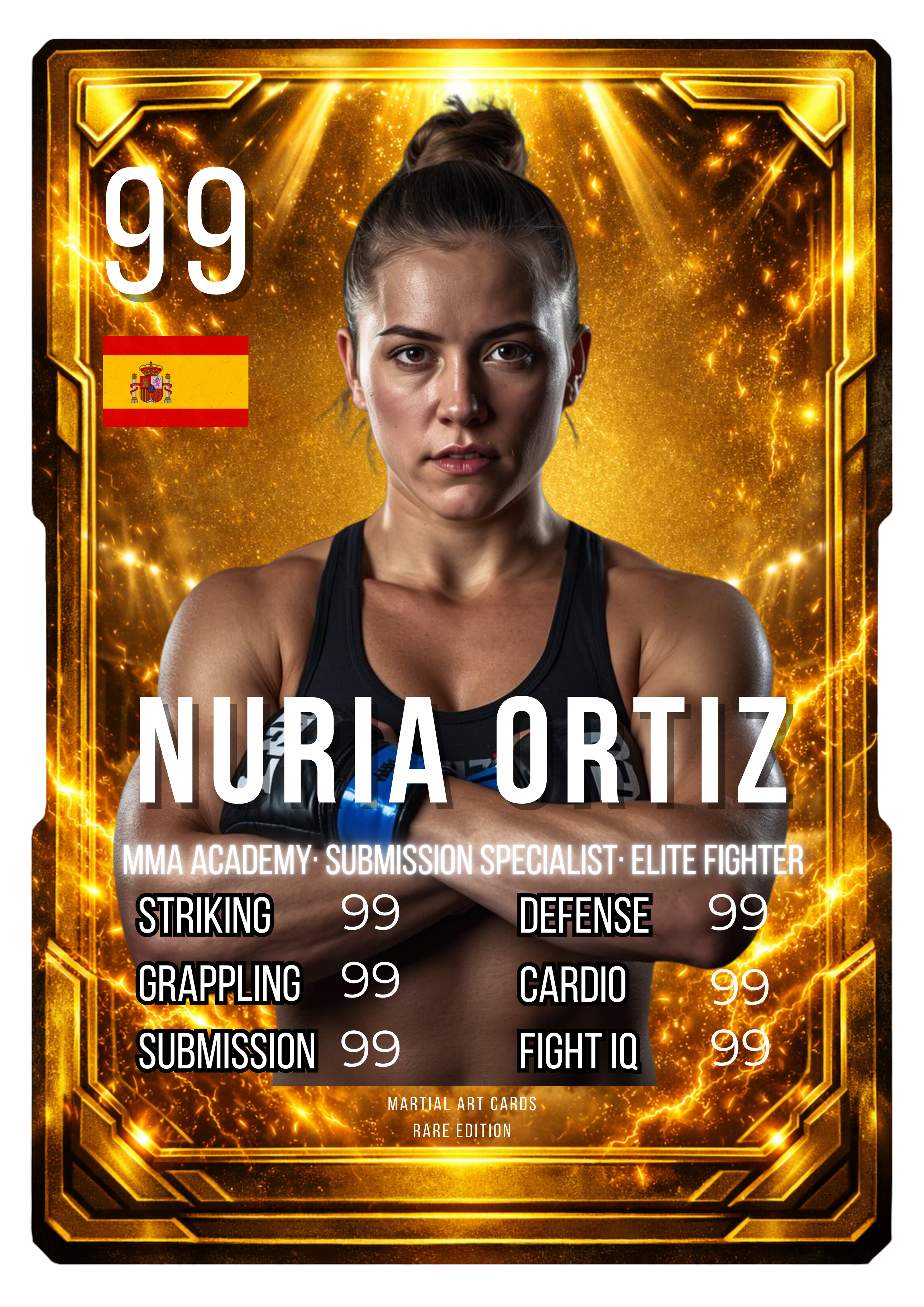 Carta Personalizada de MMA Dorada – Edición Élite de Luchador