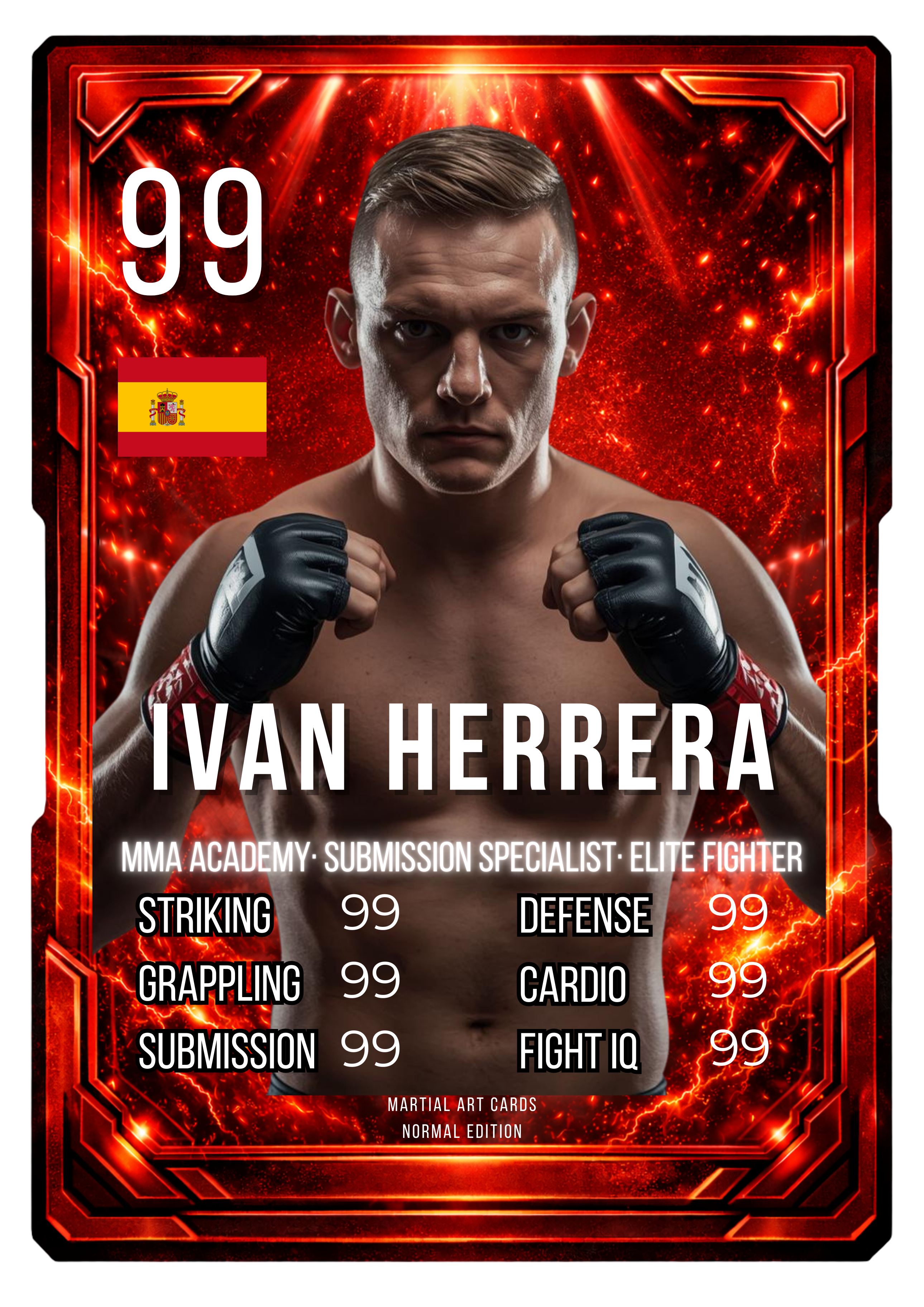 Carta Personalizada de MMA Roja – Agresividad y Potencia en Carta Coleccionable